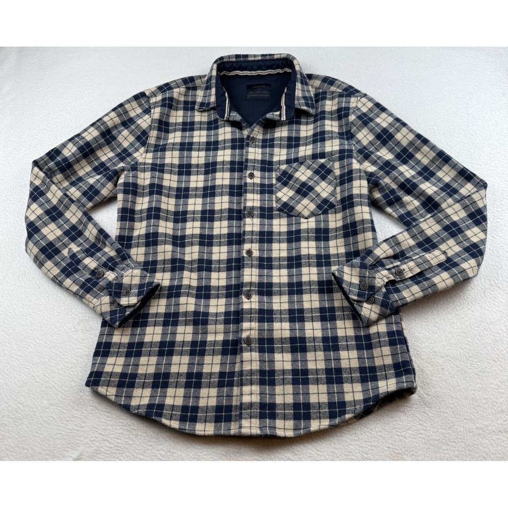 Nomad Plaid Flannel Men's Size Small Sierra Lined Tan Navy Blue